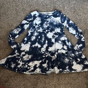 Melrose and Market Blue and White Tie-Dye Kids Dress